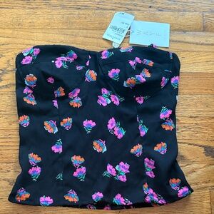 Zara Black Floral Smocked Top
